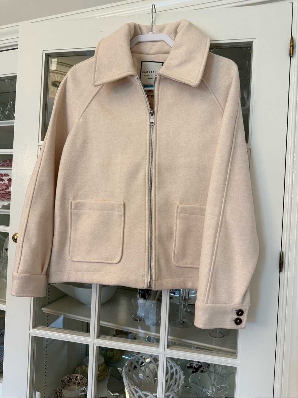 bagatelle cream Zip-Front Wool-Blend Pea Coat